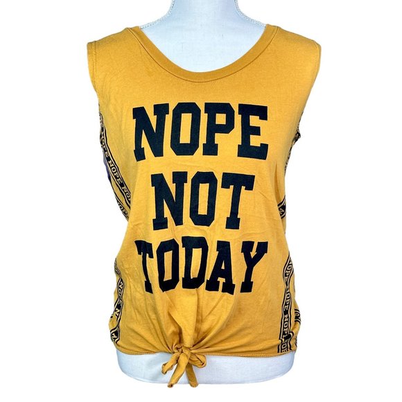 On Fire Tops - On Fire Mustard Yellow "NOPE"  Graphic Tank Top Shirt Size 1X 100% Cotton